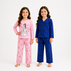 V Neck Blue Heart + Pink Princess Girl (Pack of 2)
