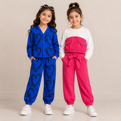 Blue V Neck Herat + Pink Blush Belle Poket Style (Pack of 2)