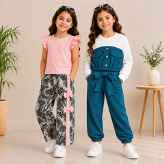 ZInk Blush Belle Poket + Pink shirt with riboon style pajama (Pack of 2)