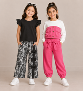 PInk Blush Belle Poket + Black shirt with riboon style pajama (Pack of 2)