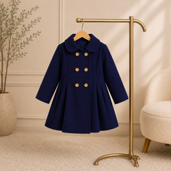 Blue Wastern Style Button Kids Fleece Coat