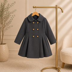 Gery Wastern Style Button Kids Fleece Coat