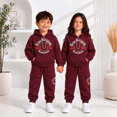 C2 Maroon Hoodie Frount printed style kids suit for winter
