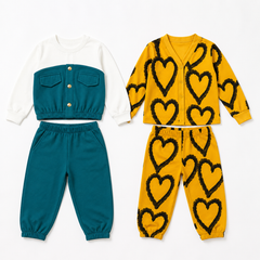 Zink Blush Belle Poket + V Neck Yellow Heart (Pack of 2)