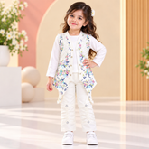 White Girls Winter Fleece Suit Premium Floral Style Ages 1–6 Years