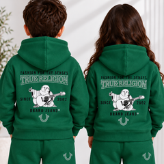 C2 Green Hoodie Back printed style kids suit for winter