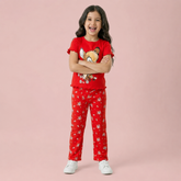 RED CUTE GIRL CHOICE PRINTED KIDS WEAR