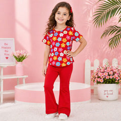 Charming Red Cotton Jersey Playground Outfit for Kids