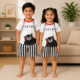 White Panda Pop Lining Short Style Kids Wear