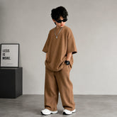 Black Kids Baggy Co-Ord Set – Premium Casual Wear for Boys (1-10 Years) CAMEL BROWN