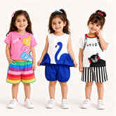 Care Bears Rainbow , Blue Swan Peplum , Cute Bear Stripe Set ( Pack of Three )