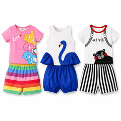 Care Bears Rainbow , Blue Swan Peplum , Cute Bear Stripe Set ( Pack of Three )