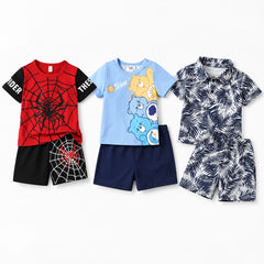 Spider Web, Care Bears & Tropical Leaf Print Summer Co-Ord Set ( Pack of 3 )