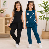 Classic Black & Cross Print Kids Outfit (Pack of 2)