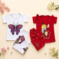 Butterfly & Baby Deer Kids Outfit (Pack of 2)