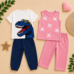 Blue Dino & Pink Cross Co-Ord Set (Pack of 2)