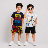 Blue Make Today Great + White By cycle Short Set (Pack of 2)