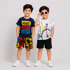 Blue Make Today Great + White By cycle Short Set (Pack of 2)