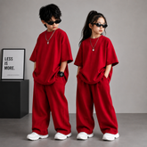 Red Kids Baggy Co-Ord Set – Premium Casual Wear for Boys (1-10 Years)