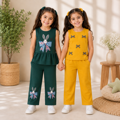 Cotton Sleeveless Printed & Cross printed 2-Piece Co-Ord Outfit Set ( Pack of two )