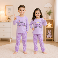 Purple Cheeta pjama Printed Kids Wear