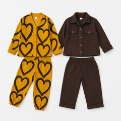 Brown Full slvess Bouble Poket + V Neck Yellow Heart  (Pack of 2)