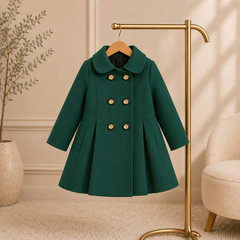 Green Wastern Style Button Kids Fleece Coat