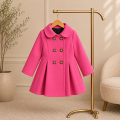 Pink Wastern Style Button Kids Fleece Coat