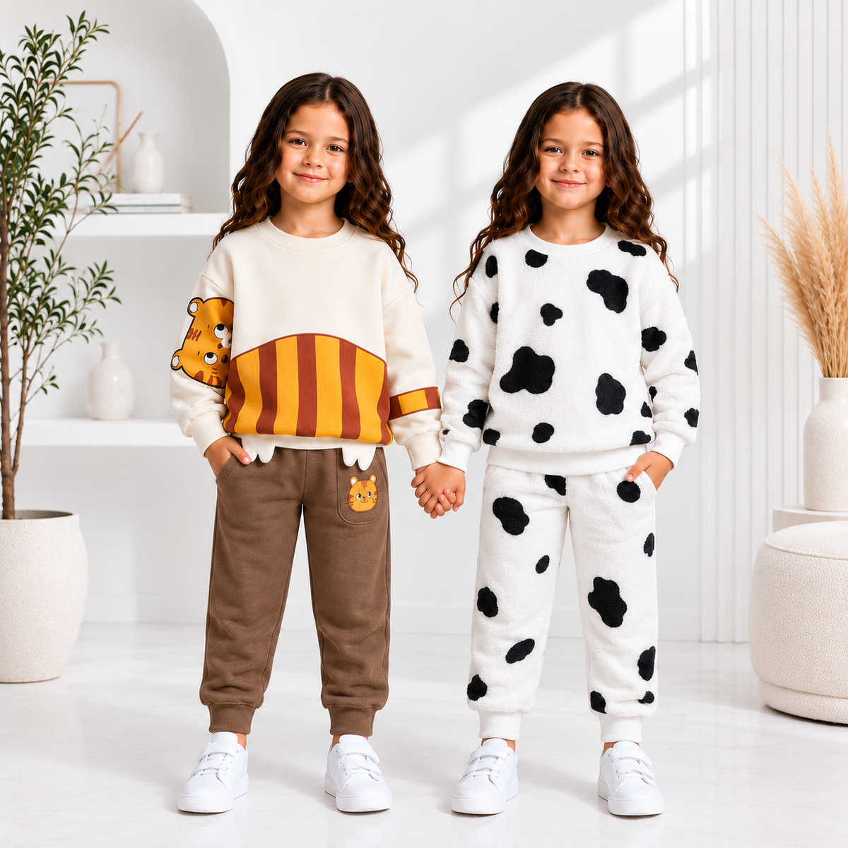 BLACK & WHITE COW +Yellow Cat  (PACK OFF TWO)