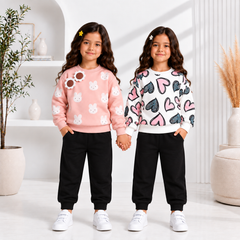 Love Pop Heart Girls Set+ PEACH BEAR Girls Set (PACK OFF TWO)