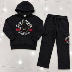 C2 Black Hoodie Frount printed style kids suit for winter