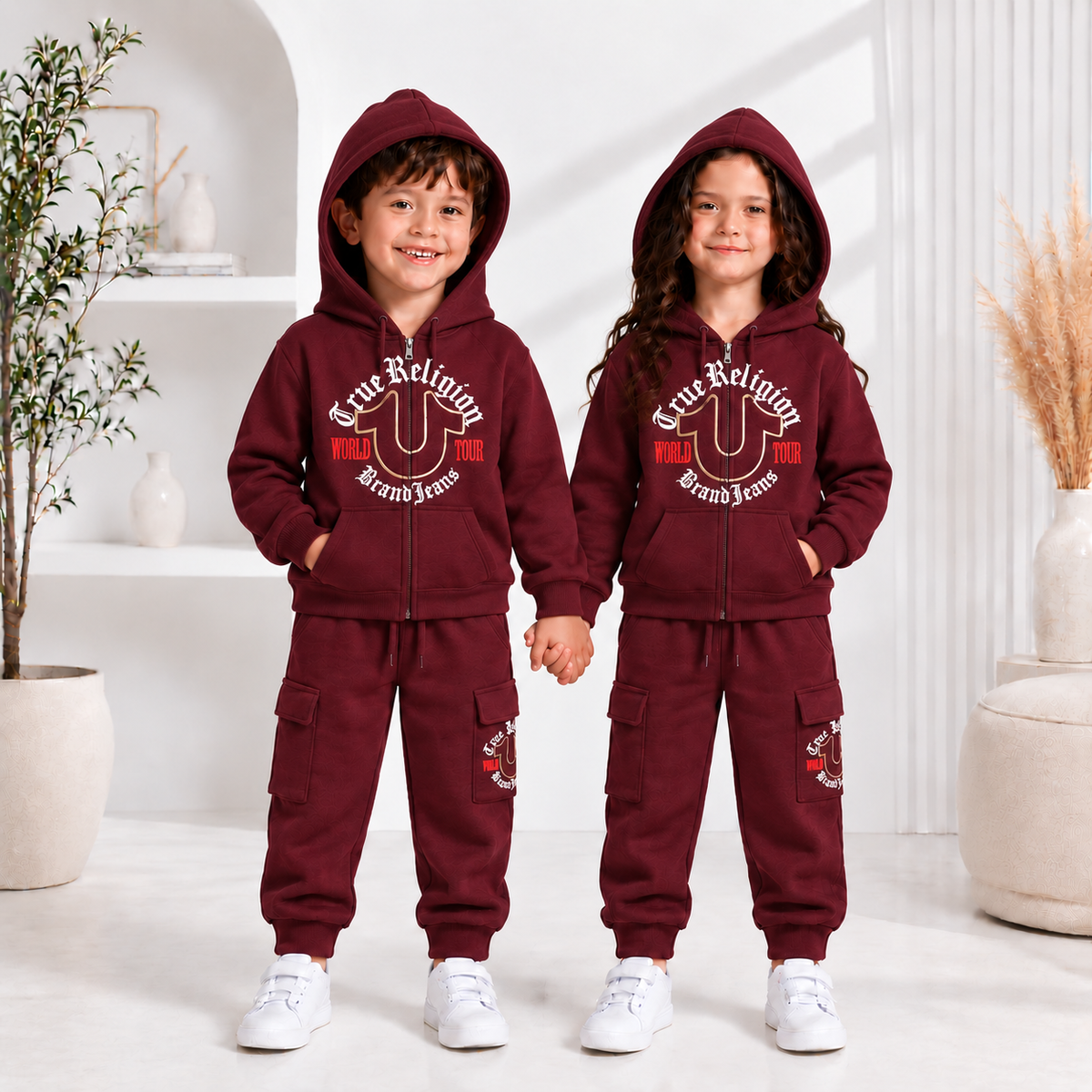 C2 Maroon Hoodie Frount printed style kids suit for winter