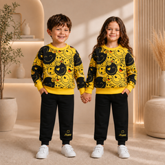 YELLOW  EMOJI KIDS WINTER PANEL TRACKSUIT