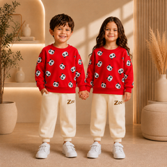 Red panda printed kids suit for winter