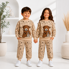 Big bear printed kids suit for winter