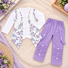 Purpal Girls Winter Fleece Suit Premium Floral Style Ages 1–6 Years