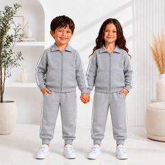 GREY STRIPE PREMIUM WINTER KIDS TRACKSUITS