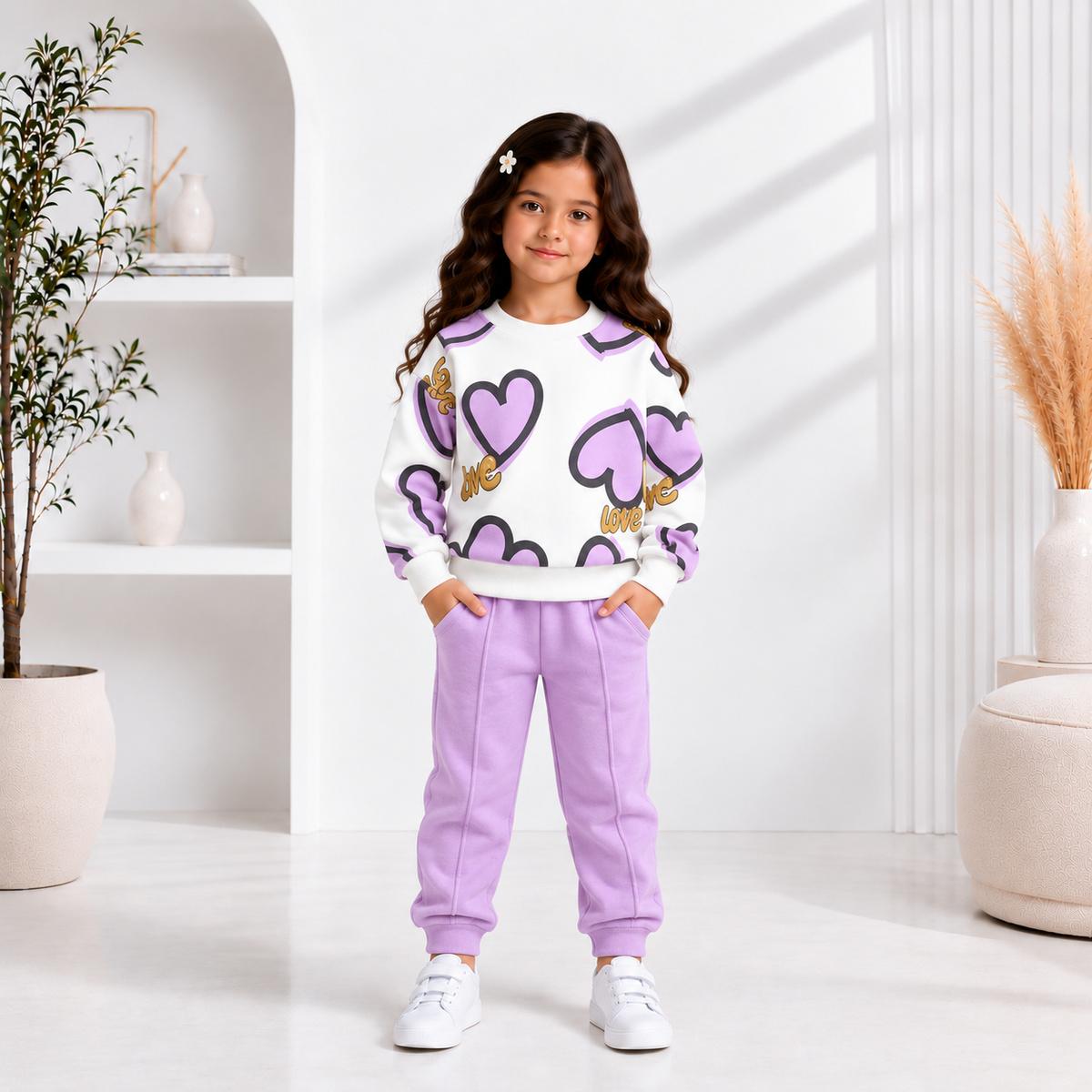 UNIQUE PURPAL LOVE HEART WINTER OUTFIT COD 110