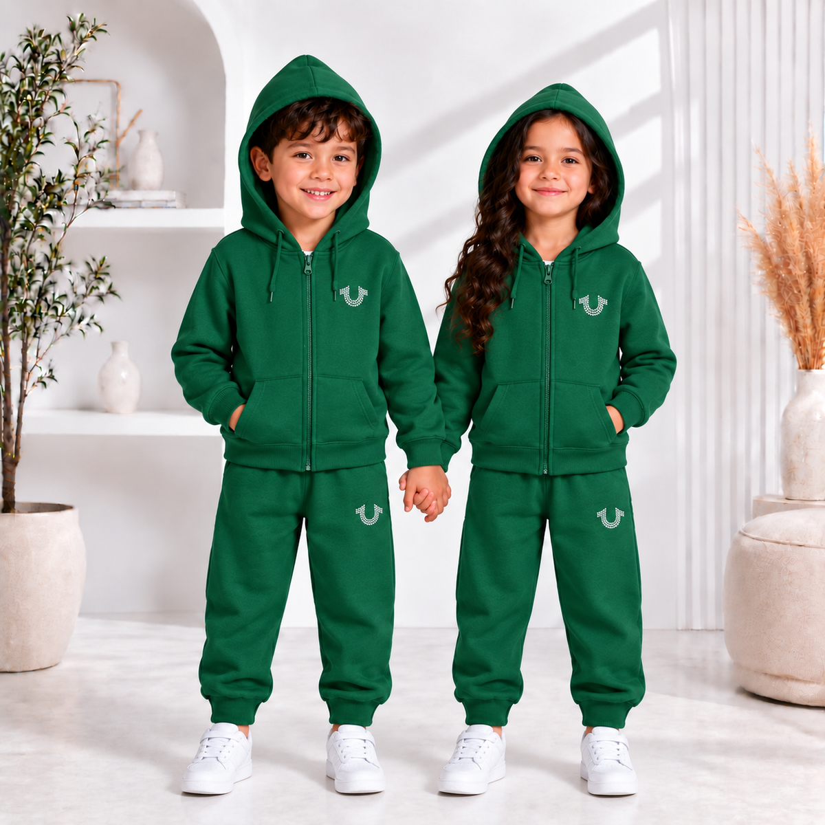 C2 Green Hoodie Back  printed style kids suit for winter
