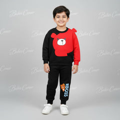 RED & BLACK POOH KIDS WINTER PANEL TRACKSUIT