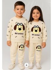 Dog printed kids suit for winter
