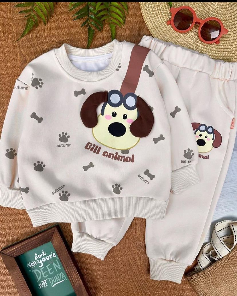 Dog printed kids suit for winter