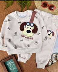 Dog printed kids suit for winter